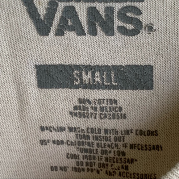 Vans Artistic Tee Shirt Cream Green Adult Size Small - Picture 4 of 6